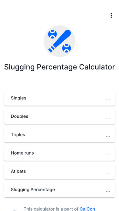 Emulate iPhone app Slugging Percentage Calculator using MyAndroid