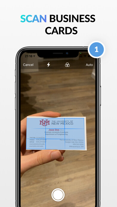 Emulate iPhone app Smart Business Card Scanner using MyAndroid