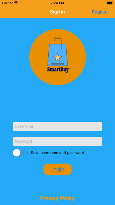 Emulate iPhone app SmartBuy: Family Shoppinglist using MyAndroid