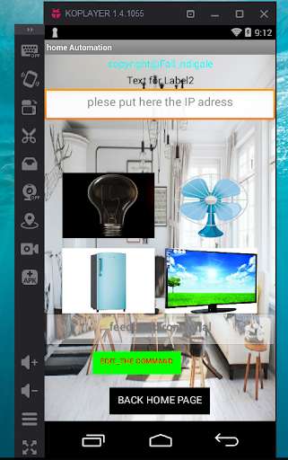Emulate Android APK smart house (RFID, wifi light,fridge,Motor...) Emulate Android APK smart house (RFID, wifi light,fridge,Motor...)