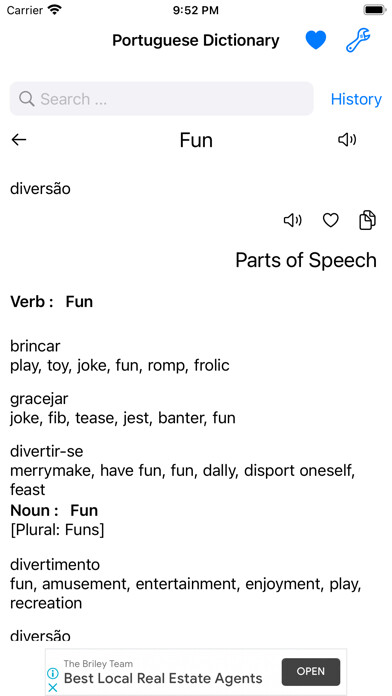 Emulate iPhone app Smart Portuguese Dictionary using MyAndroid
