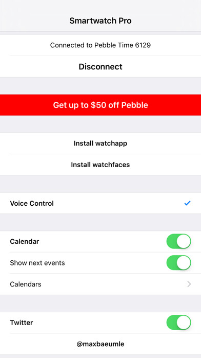 Emulate iPhone app Smartwatch Pro for Pebble using MyAndroid