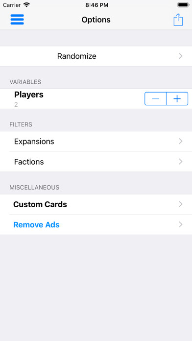 Emulate iPhone app Smash Up Randomizer using MyAndroid