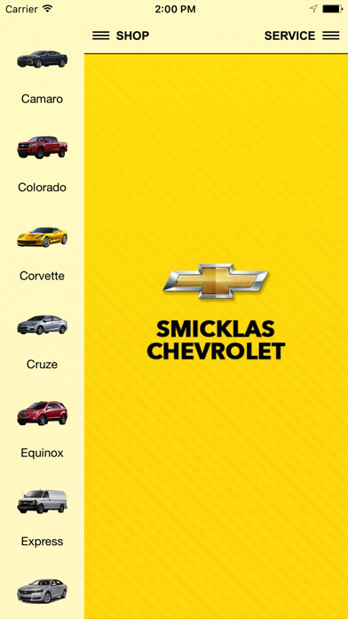 Emulate iPhone app Smicklas Chevrolet using MyAndroid
