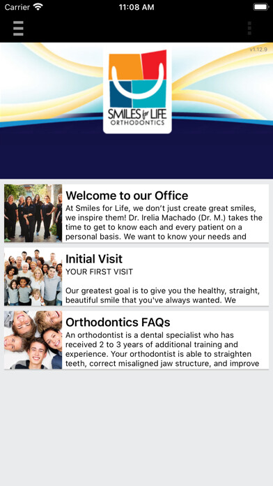 Emulate iPhone app Smiles for Life Orthodontics using MyAndroid