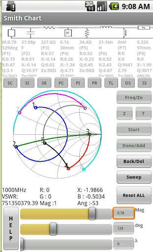 Emulate Android APK Smith Chart