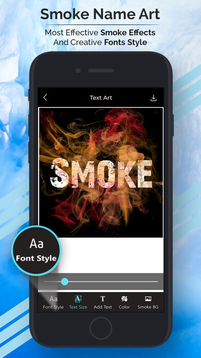 Emulate iPhone app Smoke Effect Name Art using MyAndroid