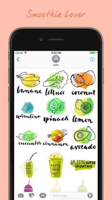 Emulate iPhone app Smoothies Stickers Pack using MyAndroid Emulate iPhone app Smoothies Stickers Pack using MyAndroid