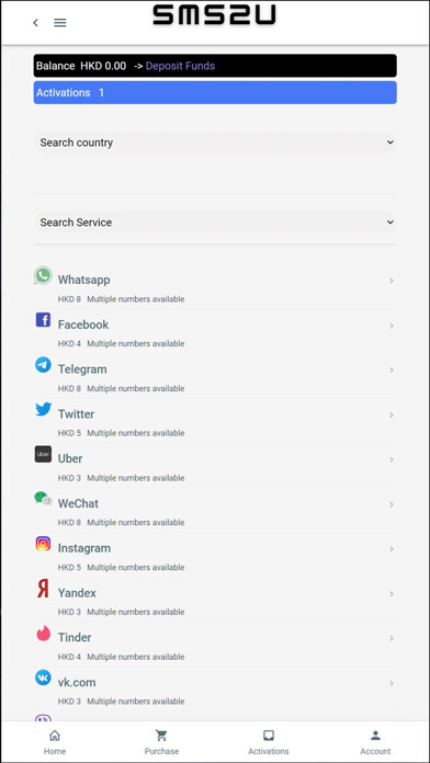 Emulate iPhone app SMS2U - virtual number using MyAndroid