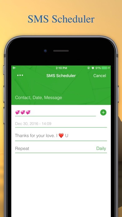 Emulate iPhone app SMS Scheduler: sent text later using MyAndroid
