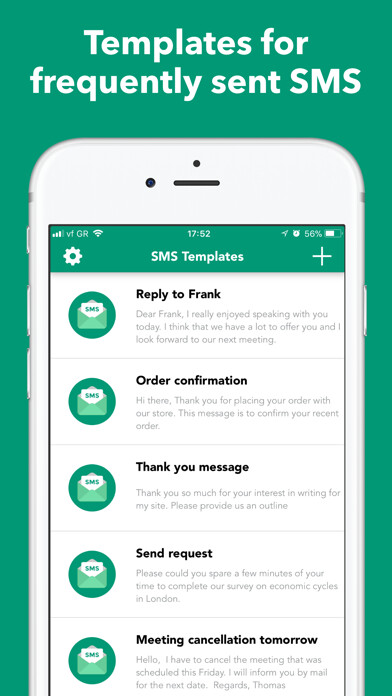 Emulate iPhone app SMS Templates - Text Messages using MyAndroid