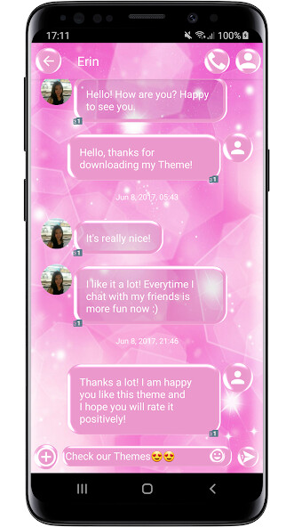 Run android online APK SMS Theme Sparkling Pink 2 from MyAndroid or emulate SMS Theme Sparkling Pink 2 using MyAndroid