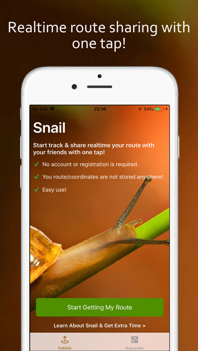 Emulate iPhone app Snail - Realtime Route Sharing using MyAndroid