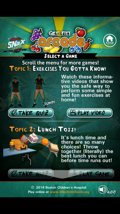 Emulate iPhone app SNaX League – Students for Nutrition and eXercise using MyAndroid
