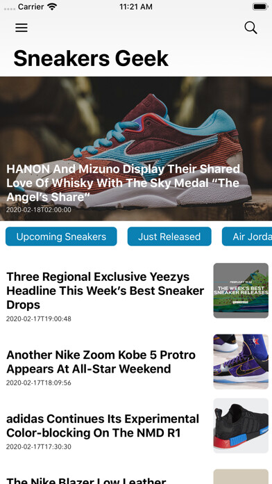 Emulate iPhone app Sneakers News Geek using MyAndroid