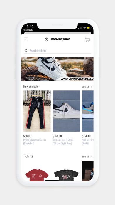Emulate iPhone app SNEAKER TOWN using MyAndroid