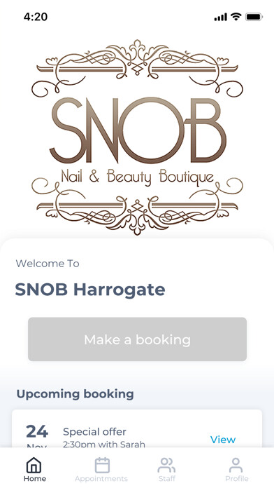 Emulate iPhone app SNOB Harrogate using MyAndroid