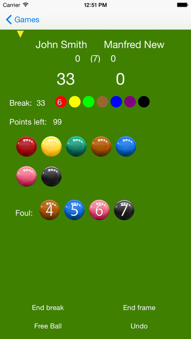 Emulate iPhone app Snooker Scoreboard Pro using MyAndroid