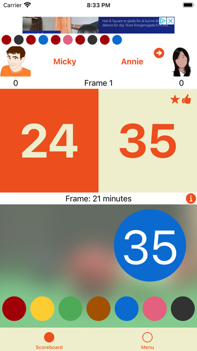 Emulate iPhone app SnookerScoreLite using MyAndroid