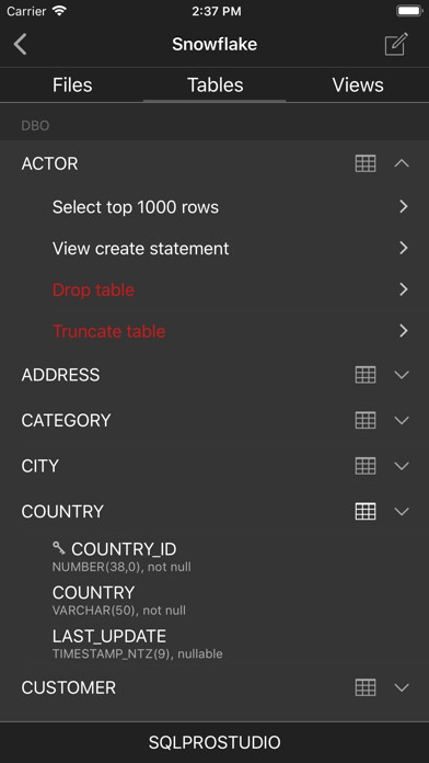 Emulate iPhone app Snowflake Client by SQLPro using MyAndroid