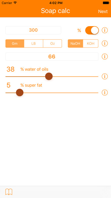 Emulate iPhone app Soap calc PRO using MyAndroid