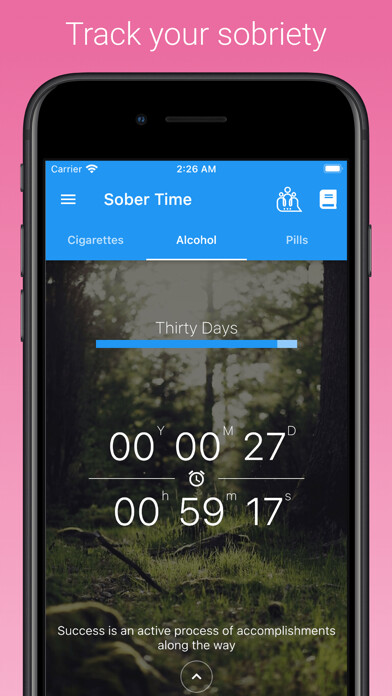 Emulate iPhone app Sober Time - Sobriety Counter using MyAndroid
