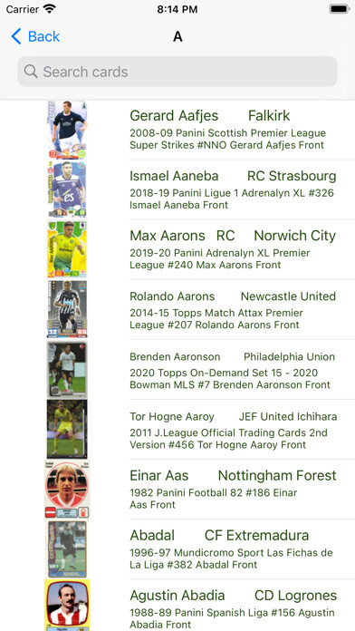 Emulate iPhone app Soccer trading cards PRO using MyAndroid