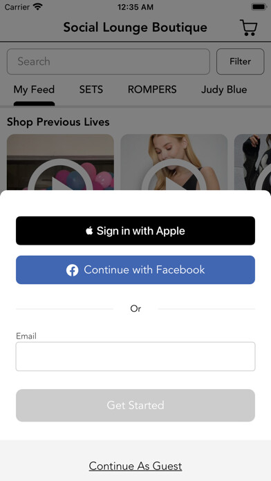 Emulate iPhone app Social Lounge Boutique using MyAndroid