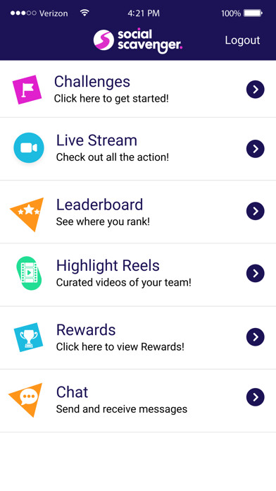 Emulate iPhone app Social Scavenger using MyAndroid