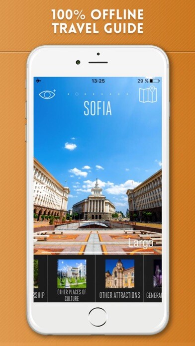Emulate iPhone app Sofia Travel Guide with Offline City Street Map using MyAndroid