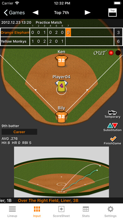 Emulate iPhone app Softball Stats using MyAndroid