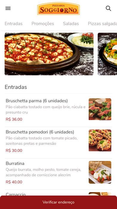 Emulate iPhone app Soggiorno Pizzaria using MyAndroid