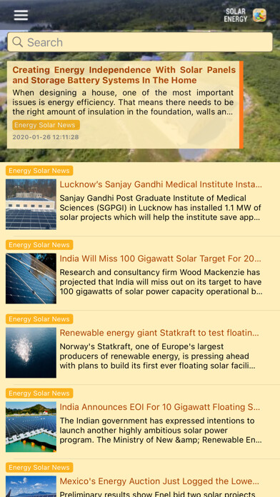 Emulate iPhone app Solar Energy News - Info using MyAndroid Emulate iPhone app Solar Energy News - Info using MyAndroid