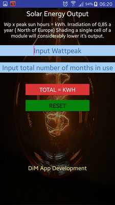 Emulate Android APK Solar Energy Output