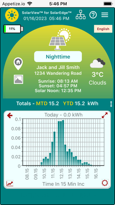 Emulate iPhone app SolarView for SolarEdge using MyAndroid