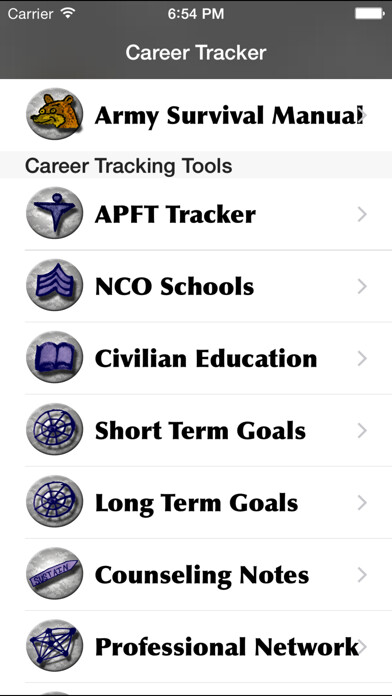 Emulate iPhone app Soldier Career Tracker using MyAndroid