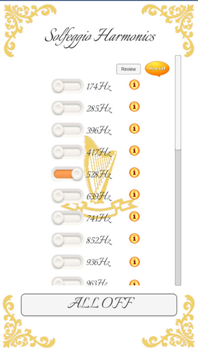 Emulate iPhone app Solfeggio Harmonics using MyAndroid