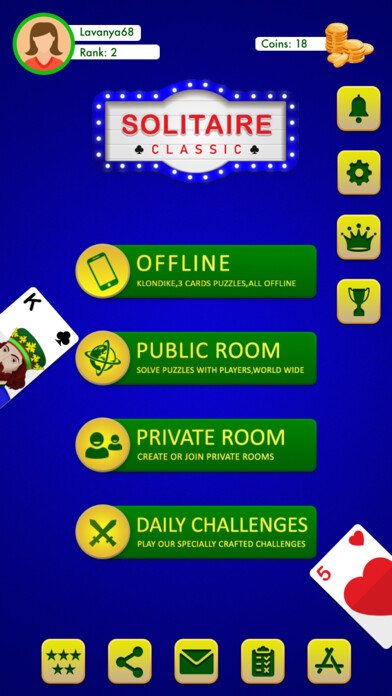 Emulate iPhone app Solitaire Offline & Online using MyAndroid