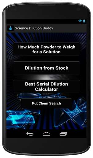 Run android online APK Solution & Dilution Calc Buddy from MyAndroid or emulate Solution & Dilution Calc Buddy using MyAndroid Run android online APK Solution & Dilution Calc Buddy from MyAndroid or emulate Solution & Dilution Calc Buddy using MyAndroid