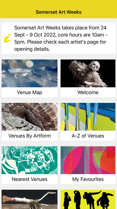 Emulate iPhone app Somerset Art Works 2022 using MyAndroid