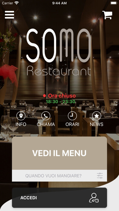 Emulate iPhone app Somo Restaurant using MyAndroid