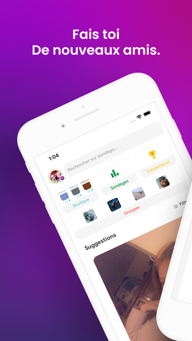 Emulate iPhone app Sondago - Se faire des amis using MyAndroid