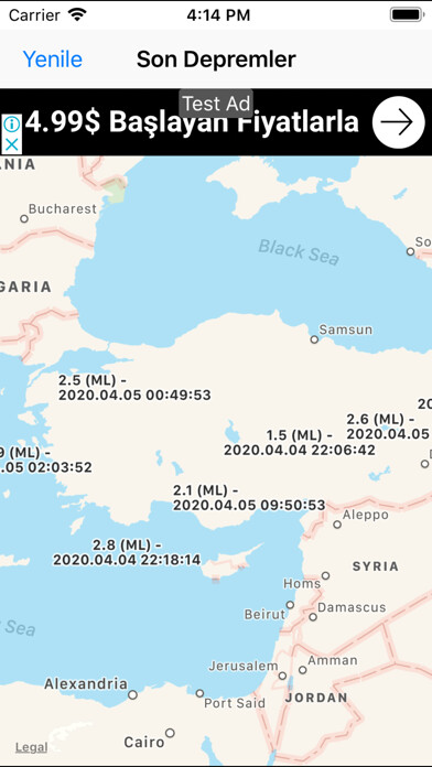Emulate iPhone app Son Depremler Deprem Habercisi using MyAndroid Emulate iPhone app Son Depremler Deprem Habercisi using MyAndroid