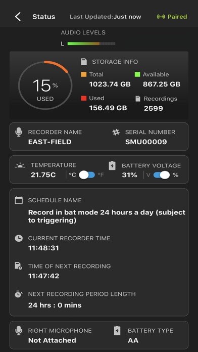 Emulate iPhone app Song Meter Configurator using MyAndroid