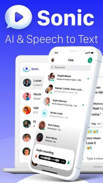 Emulate iPhone app Sonic AI - Audio Messenger using MyAndroid