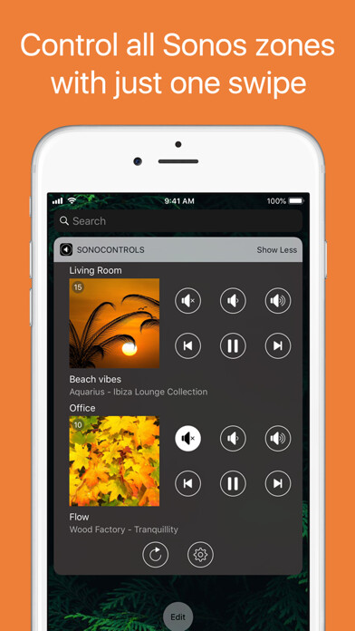 Emulate iPhone app SonoControls: Widget for Sonos using MyAndroid
