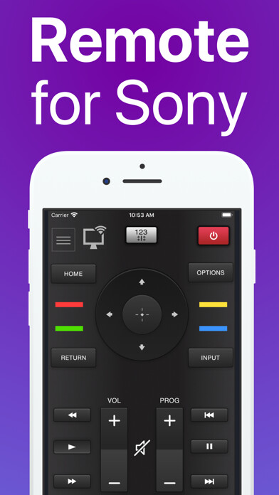 Emulate iPhone app Sonymote : Remote for Sony TV using MyAndroid