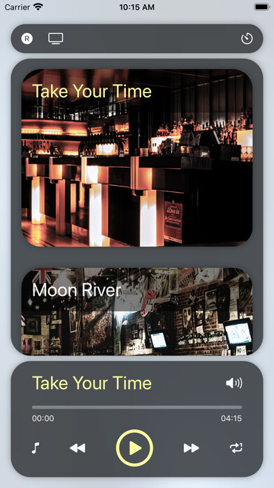 Emulate iPhone app Soothing Jazz Music Bar using MyAndroid