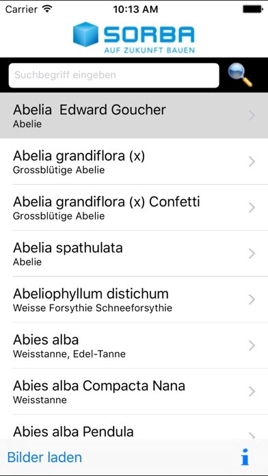 Emulate iPhone app SORBA Pflanzen using MyAndroid