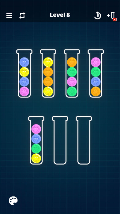 Emulate iPhone app Sort Balls - Puzzle using MyAndroid Emulate iPhone app Sort Balls - Puzzle using MyAndroid